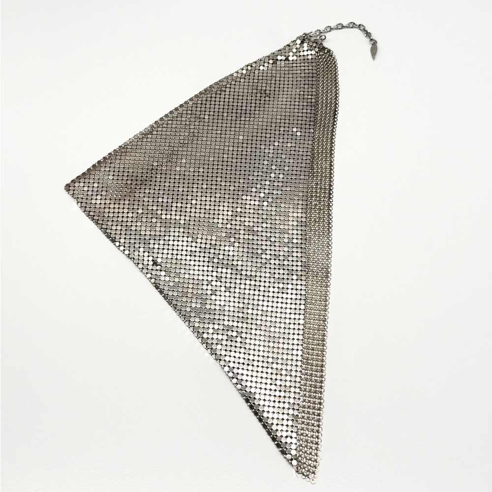 Vintage Whiting & Davis Silver Mesh Bib Necklace Draped Scarf Statement Piece - Picture 11 of 14